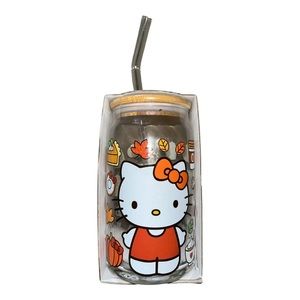 Hello Kitty Glass Tumbler with Lid and Straw FALL!